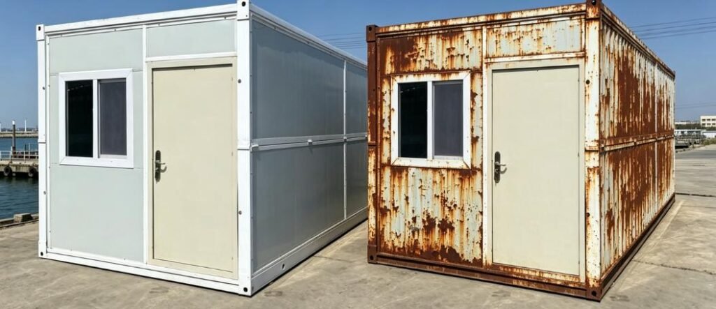 Container house rust in coastal humid environment