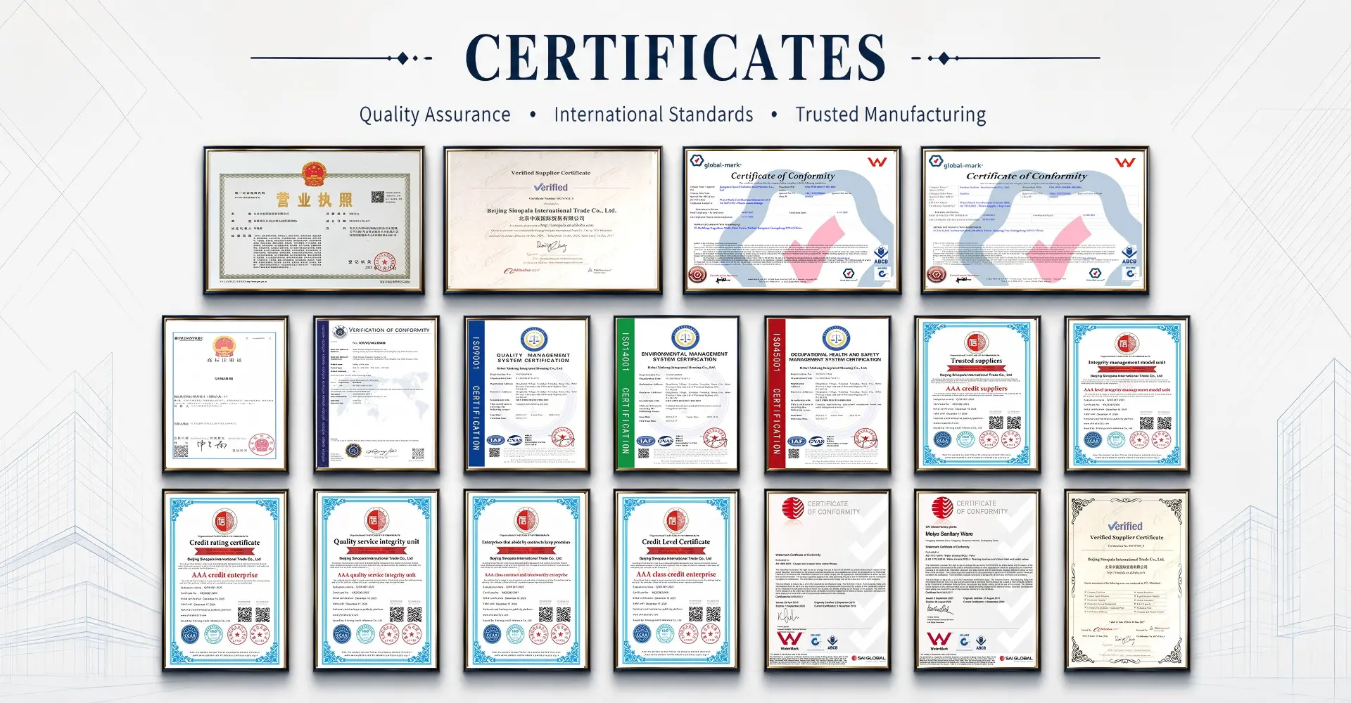 SINOPALA Certification Certificate