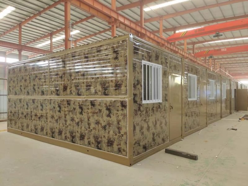 folding container house window and wall panel detail